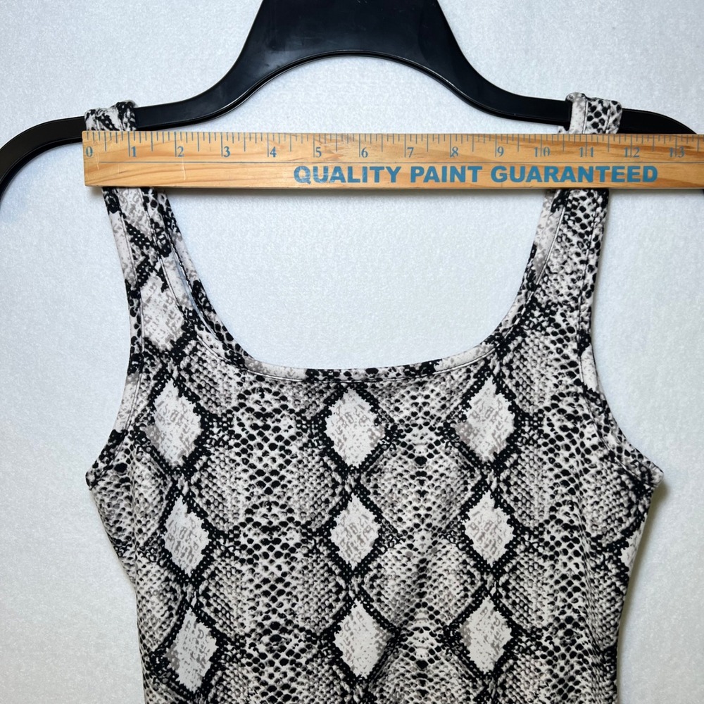 Y2K Grunge Snakeskin Print Bodysuit Black Sleeveless Caution To The Wind Women S - Picture 6 of 9